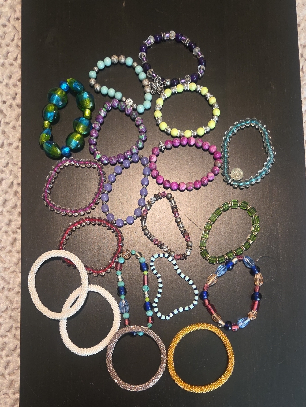 Assorted Beaded Stretch Bracelets - Multicolor Set